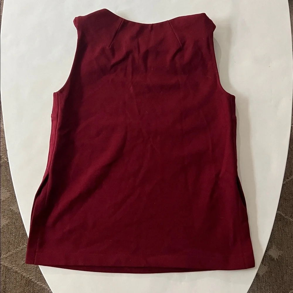 M.M. Lafleur Sadie 2.0 Maroon Red Classy Twist Shoulder Blouse Top XS - Picture 5 of 9
